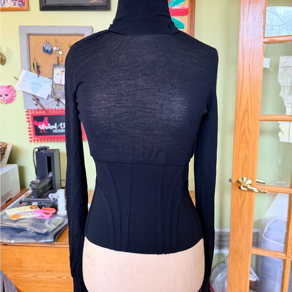Yves Saint Laurent Women's Black Silk Wool Turtleneck Sweater Size Large